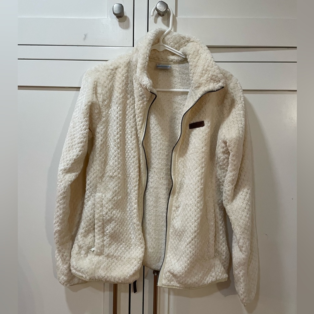 Cream Fleece Zip-Up Jacket